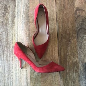 J.Crew Red Suede D’Orsay Pump